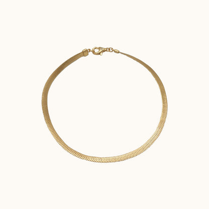 Gold Flat Herringbone Snake Chain Bracelet