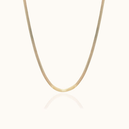 Gold Flat Herringbone Snake Chain Necklace
