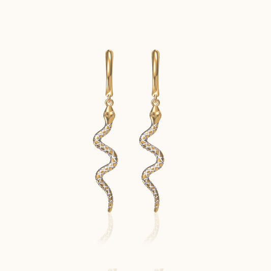 Snake Dangle Huggie Hoop Earrings