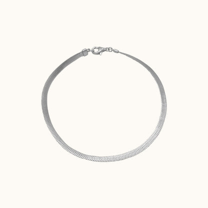 Silver Flat Herringbone Snake Chain Bracelets