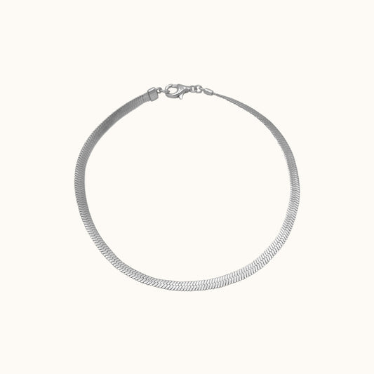 Silver Flat Herringbone Snake Chain Bracelets