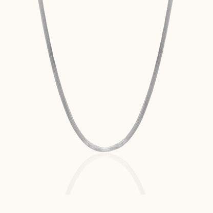 Silver Flat Herringbone Snake Chain Necklace