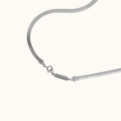 Silver Flat Herringbone Snake Chain Necklace