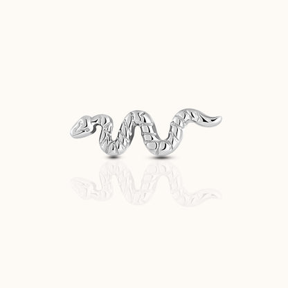 Snake Coiled Cobra Textured Serpent Threadless Labret Titanium Flat Back Earring