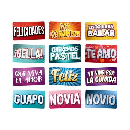 Spanish Fiesta Photo Booth Props - 6 Double-Sided PVC Signs
