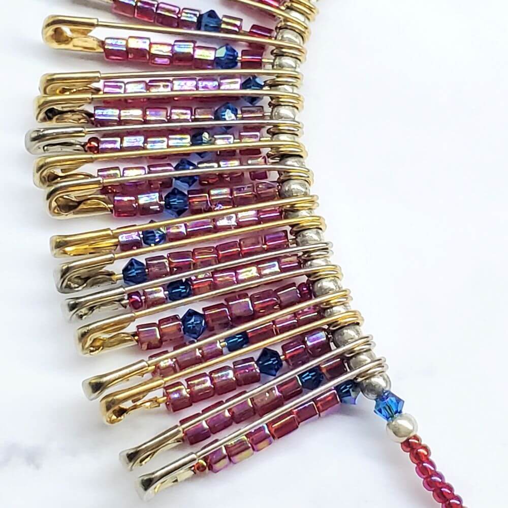 Beaded Swarovski Crystal Zig Zag Bib Choker Necklace