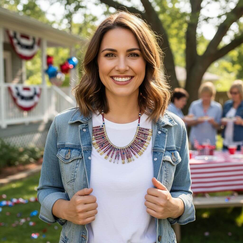 Beaded Swarovski Crystal Zig Zag Bib Choker Necklace