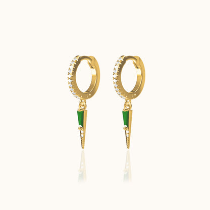 Spike Green CZ Dangle Earrings