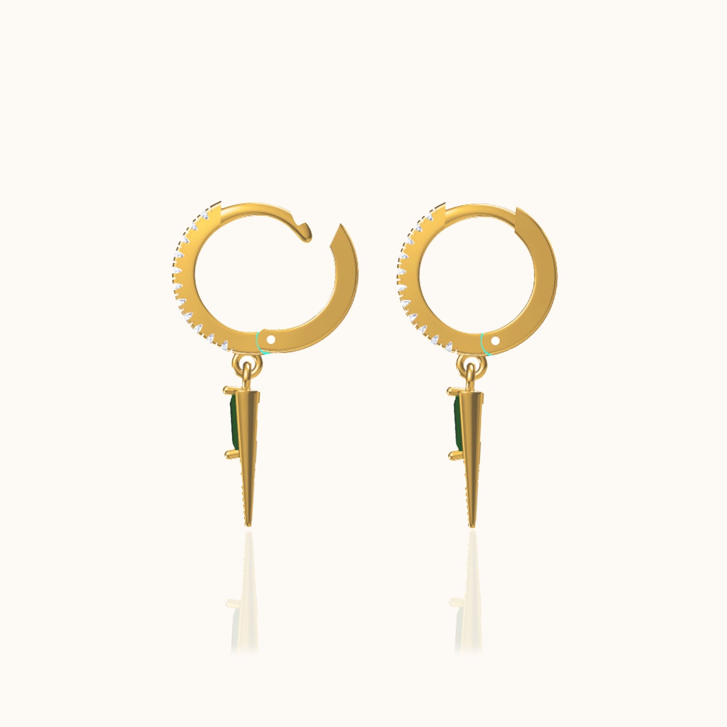 Spike Green CZ Dangle Earrings