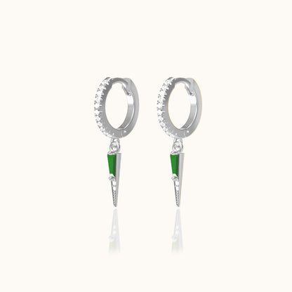 Spike Green CZ Dangle Earrings