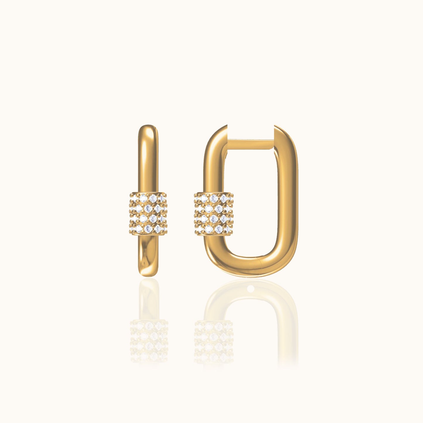 Square CZ U Shape Hoop Earrings