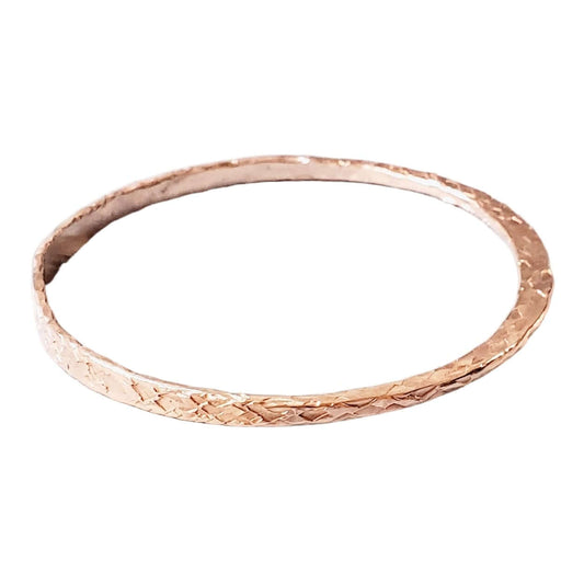 Stackable Copper Hammered Open Double Canted Angle Bangles