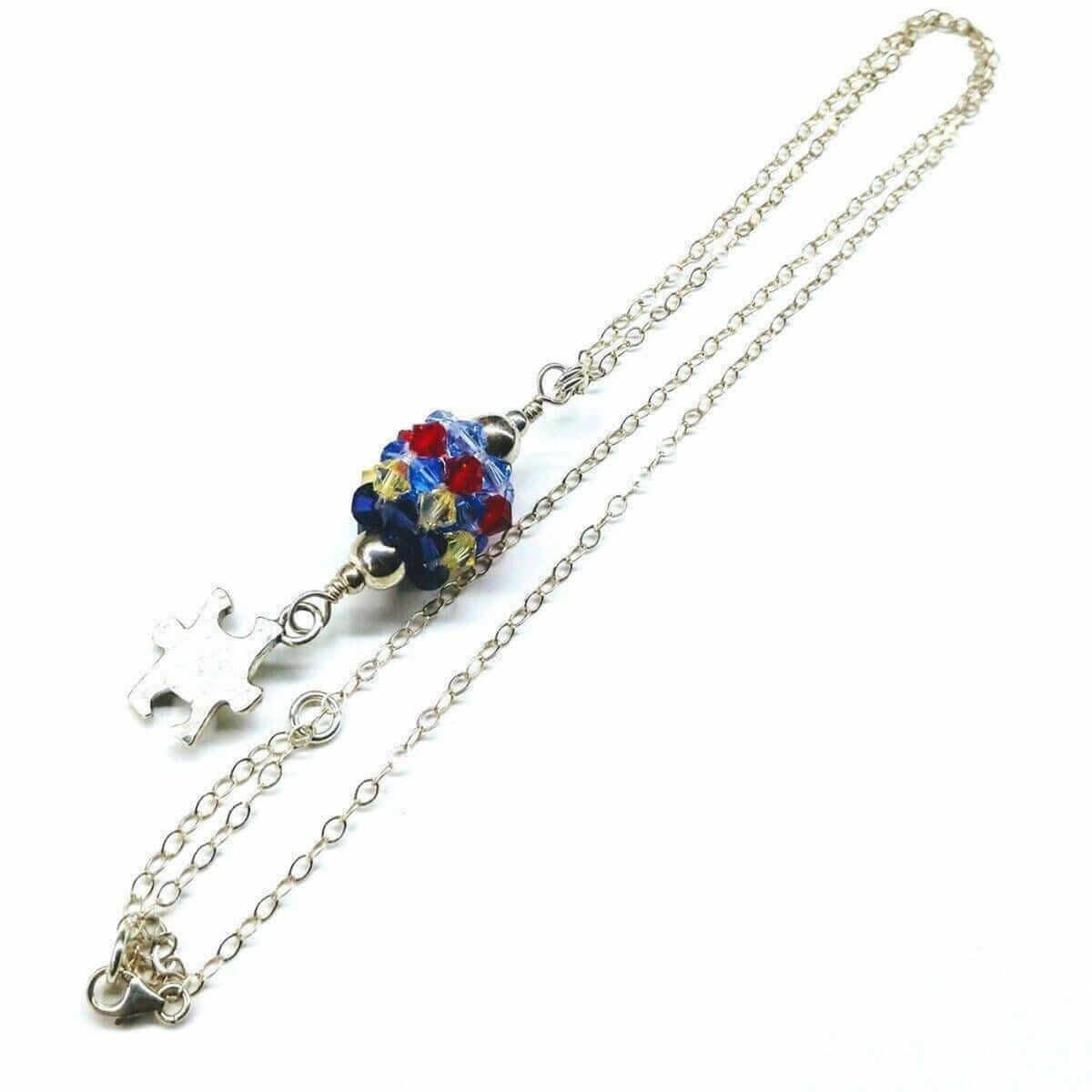 Sterling Silver Autism Awareness Crystal Barrel Necklace