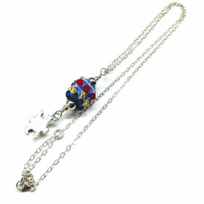 Sterling Silver Autism Awareness Crystal Barrel Necklace
