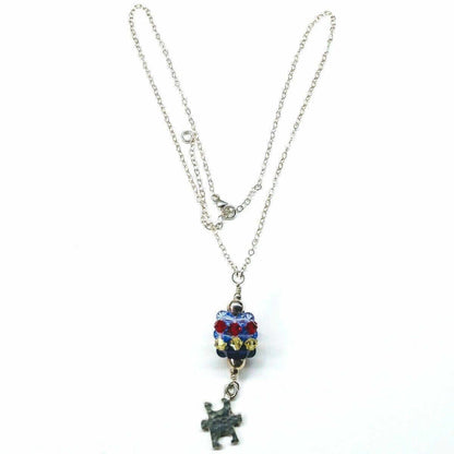 Sterling Silver Autism Awareness Crystal Barrel Necklace