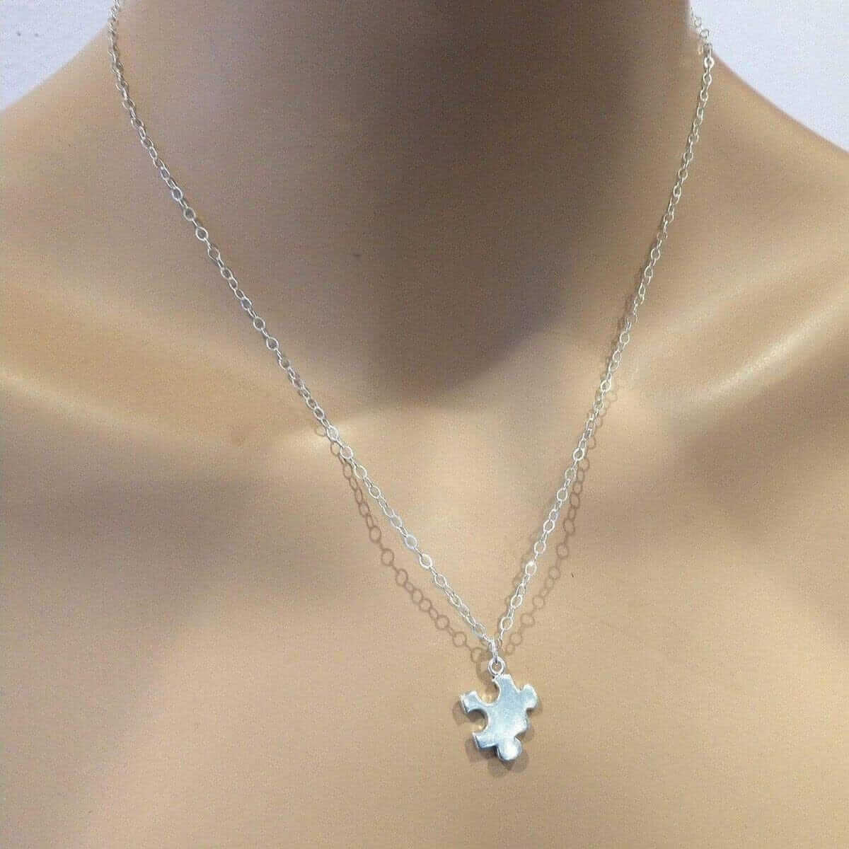 Sterling Silver Autism Awareness Puzzle Piece Chain Necklace