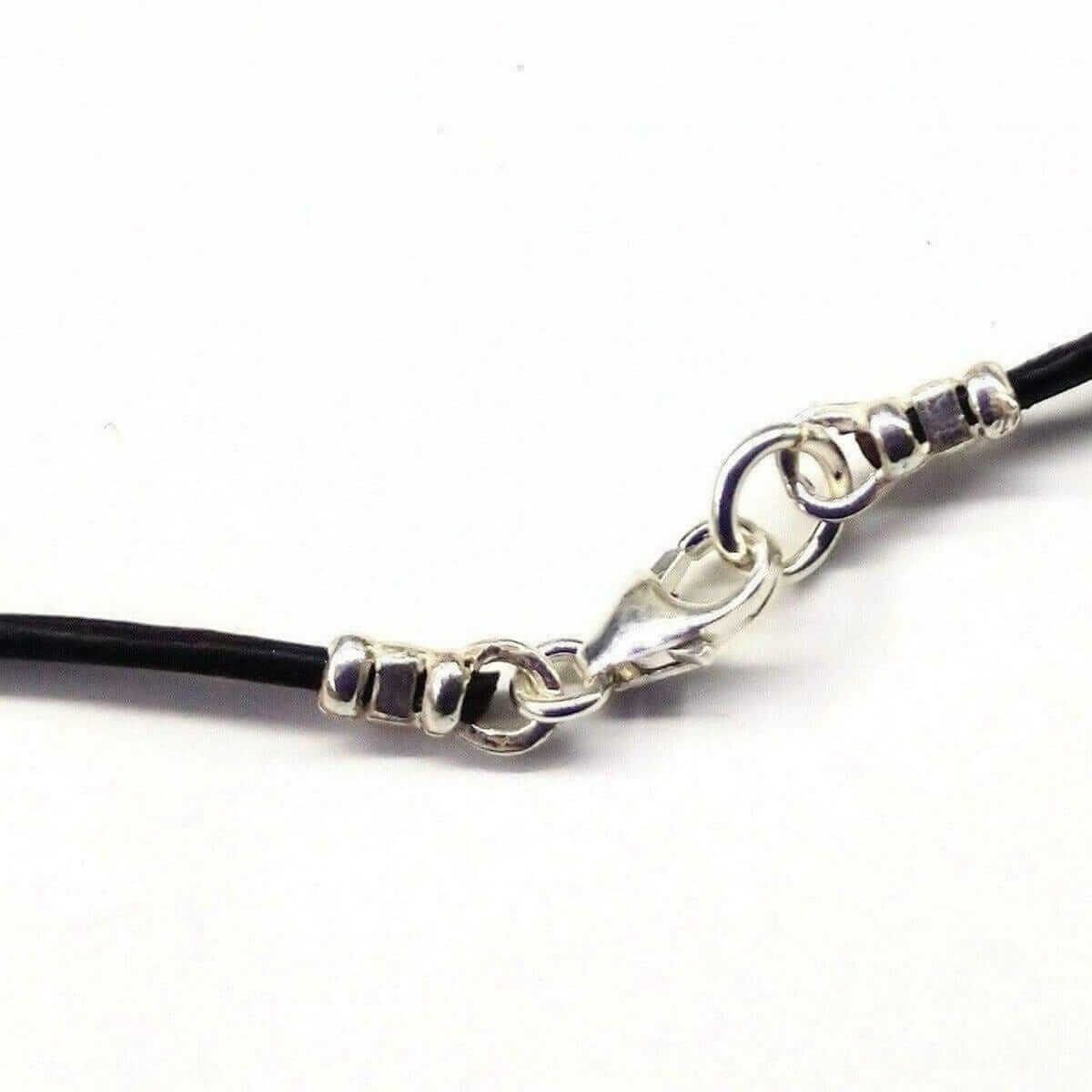 925 Silver Autism Awareness Puzzle Piece Leather Necklace