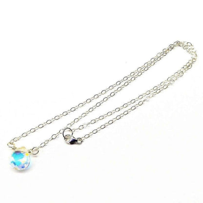 Sterling Silver Wire Wrapped Crystal Briolette Drop Necklace