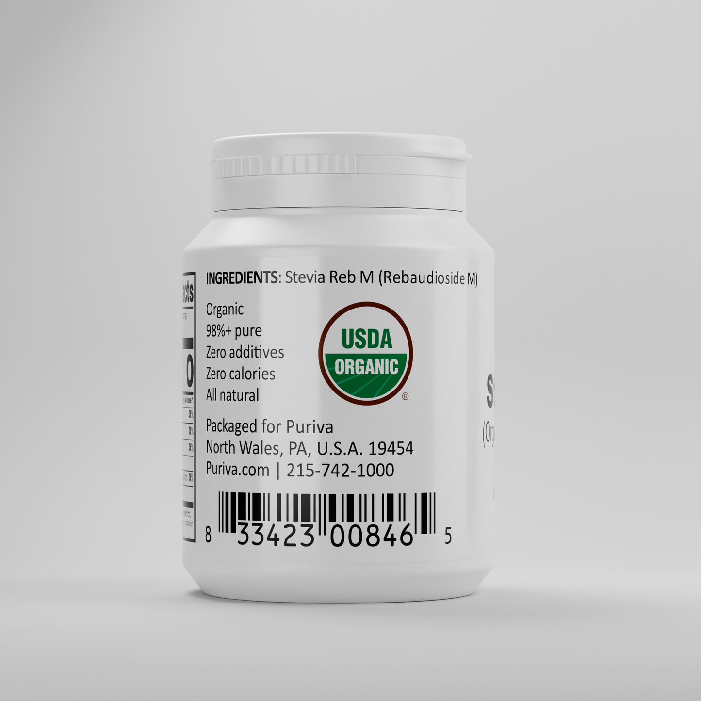 Stevia Reb M powder, (Reb-M | Rebaudioside M), 60 grams | 2,000 servings, Puriva Nutrition