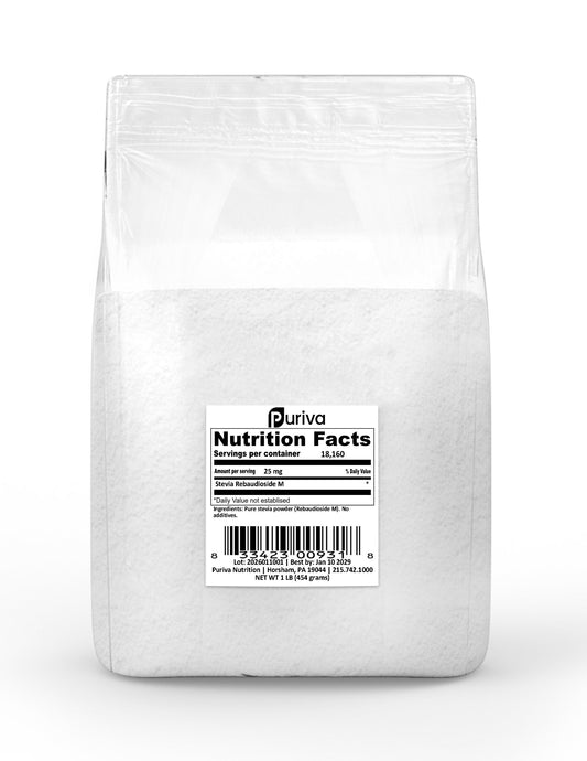 Stevia Reb M powder, (Reb-M | Rebaudioside M), 1 pound | 454 grams, Puriva Nutrition