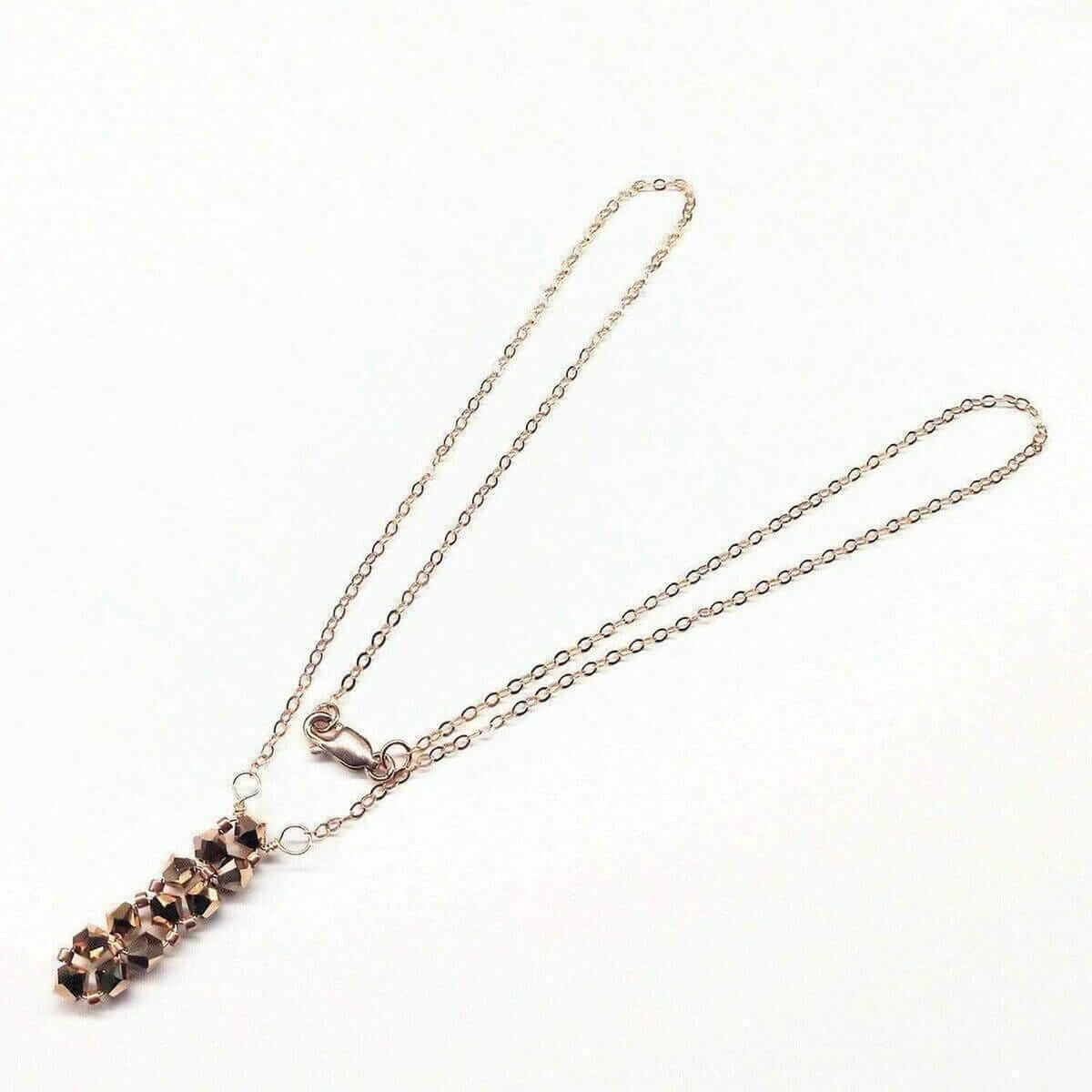 Super Sparkly Rose Gold Rock Candy Crystal Bar Necklace