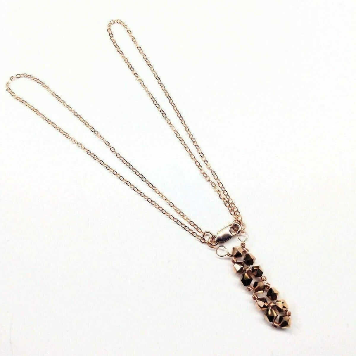 Super Sparkly Rose Gold Rock Candy Crystal Bar Necklace