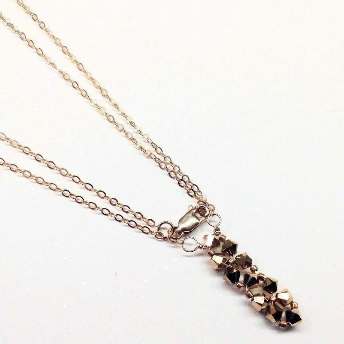 Super Sparkly Rose Gold Rock Candy Crystal Bar Necklace