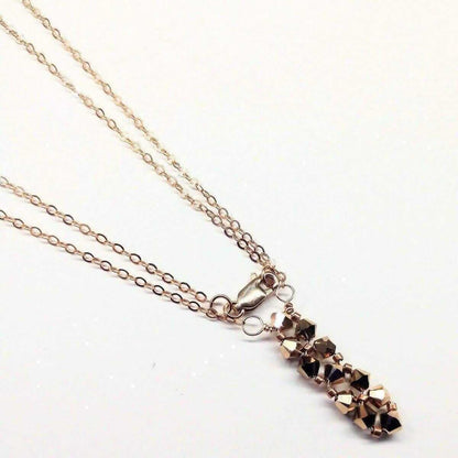 Super Sparkly Rose Gold Rock Candy Crystal Bar Necklace