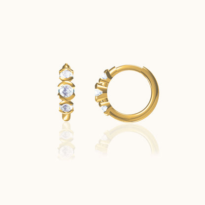 Triple CZ Hoop Earrings