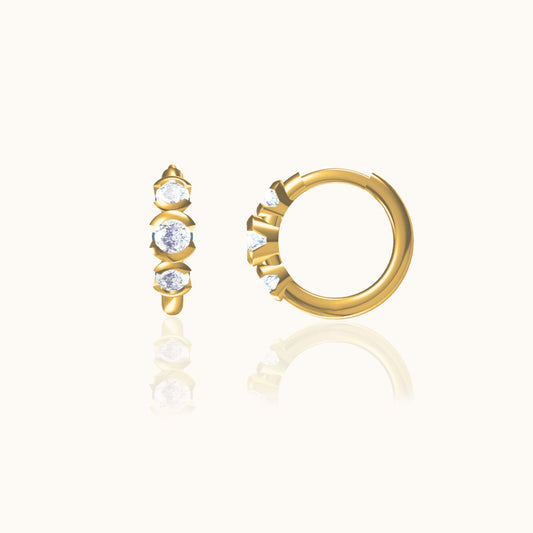 Triple CZ Hoop Earrings