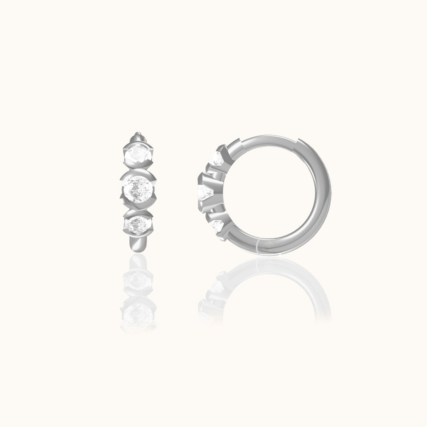 Triple CZ Hoop Earrings