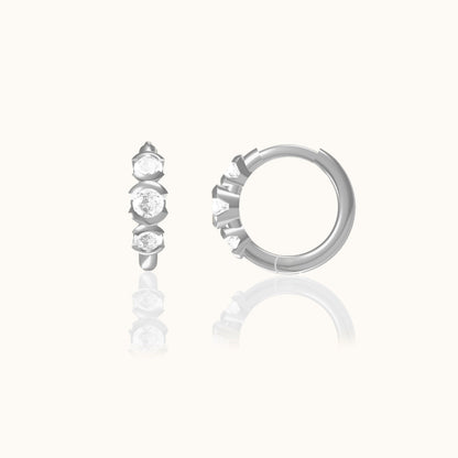 Triple CZ Hoop Earrings