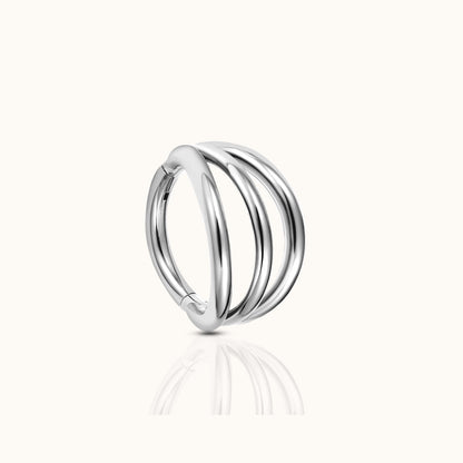 Triple Circle Geometric Clicker Titanium Hinged Hoop Earring