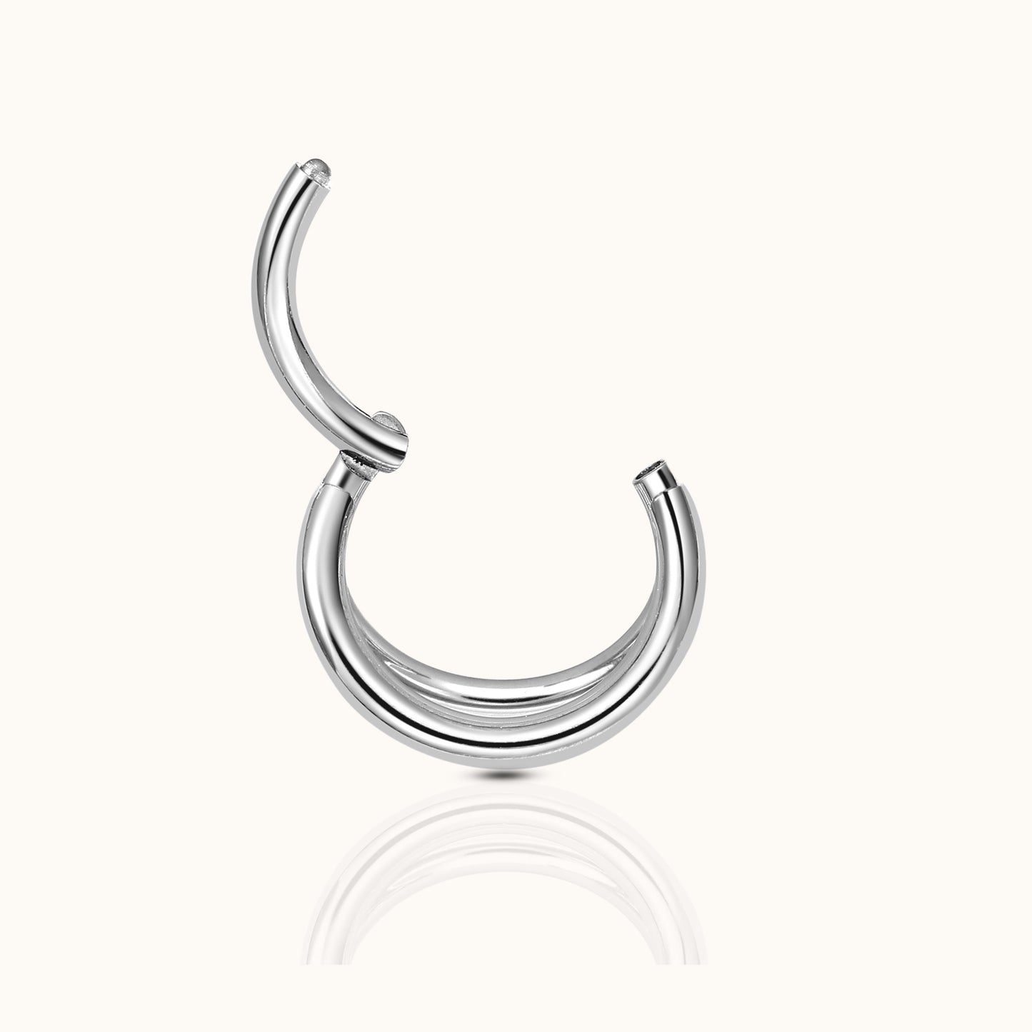 Triple Circle Geometric Clicker Titanium Hinged Hoop Earring