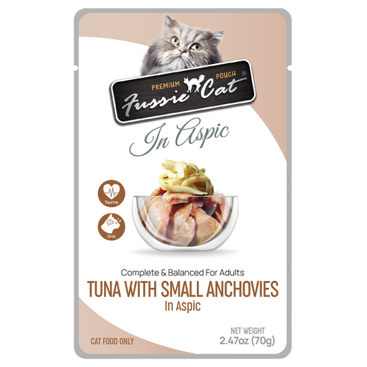 Fussie Cat Pouch - Tuna with Small Anchovies in Aspic (2.47oz)