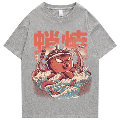 T Shirts Streetwear Tshirts Cartoon Short Sleeve Casual Summer Cotton Men Hip Hop Print O-neck 2022 Japanese Harajuku Top