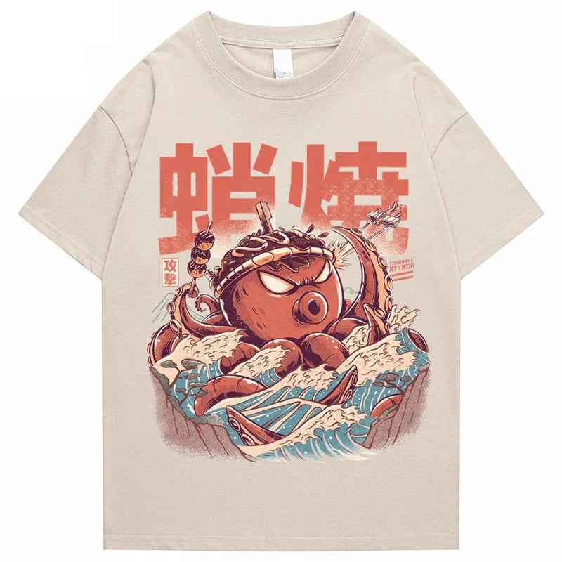 T Shirts Streetwear Tshirts Cartoon Short Sleeve Casual Summer Cotton Men Hip Hop Print O-neck 2022 Japanese Harajuku Top