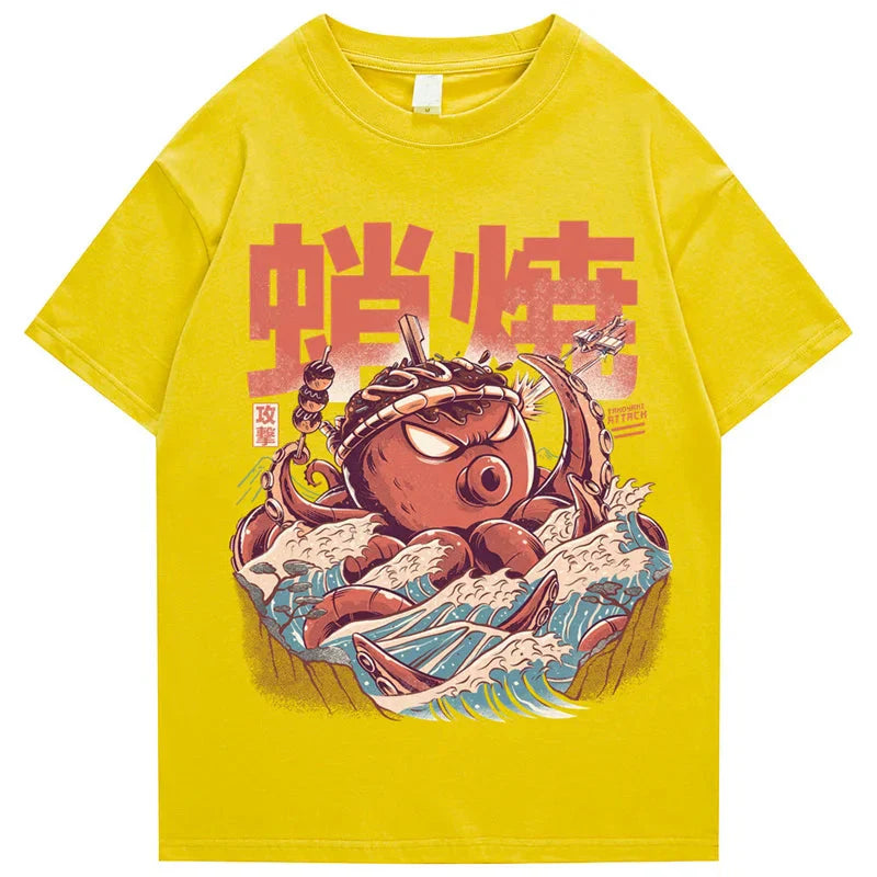 T Shirts Streetwear Tshirts Cartoon Short Sleeve Casual Summer Cotton Men Hip Hop Print O-neck 2022 Japanese Harajuku Top