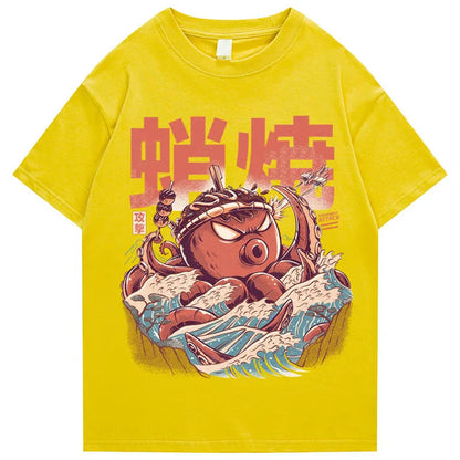 T Shirts Streetwear Tshirts Cartoon Short Sleeve Casual Summer Cotton Men Hip Hop Print O-neck 2022 Japanese Harajuku Top