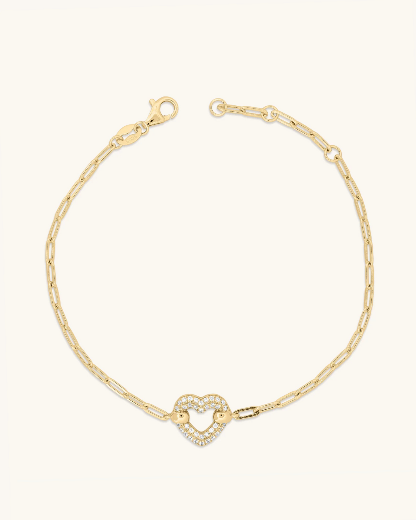 Open Heart Paperclip Bracelet