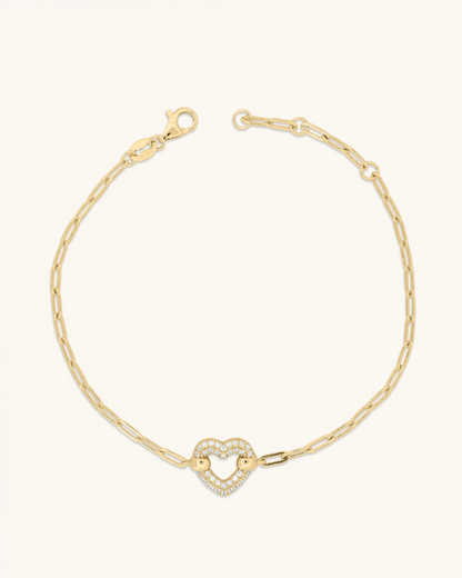 Open Heart Paperclip Bracelet