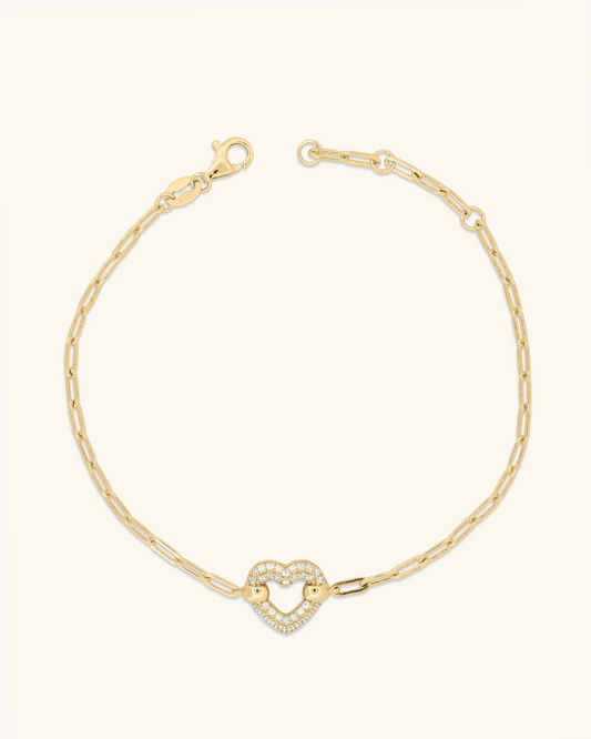 Open Heart Paperclip Bracelet