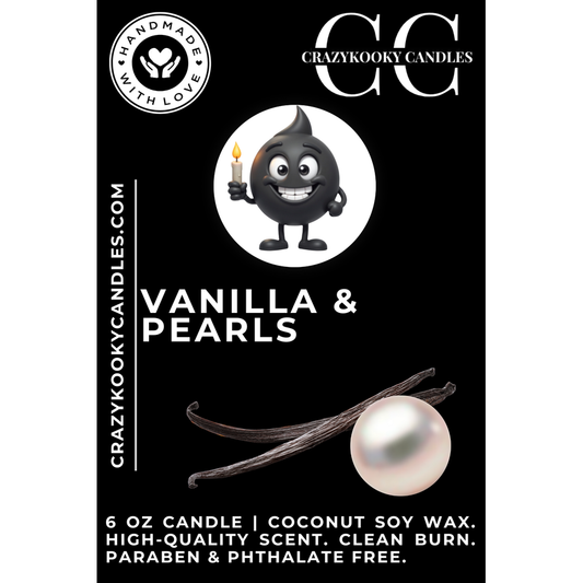 VANILLA & PEARLS - Funny Candle, Scented Coconut Soy Candle, 6oz