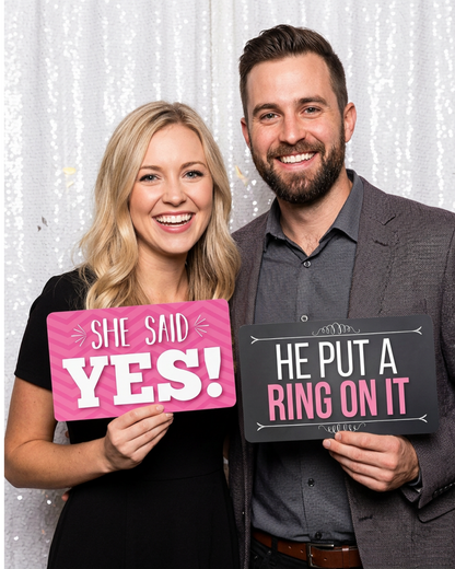 Wedding Photo Booth Props - 6 Double-Sided PVC Signs