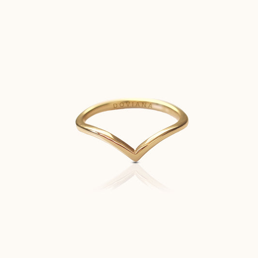 Wishbone Band Titanium PVD Gold Ring