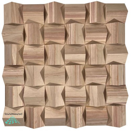 Wood Acoustic Diffuser Panel | Solid Paulownia Wood Sound Diffuser for Studios & Home Theaters