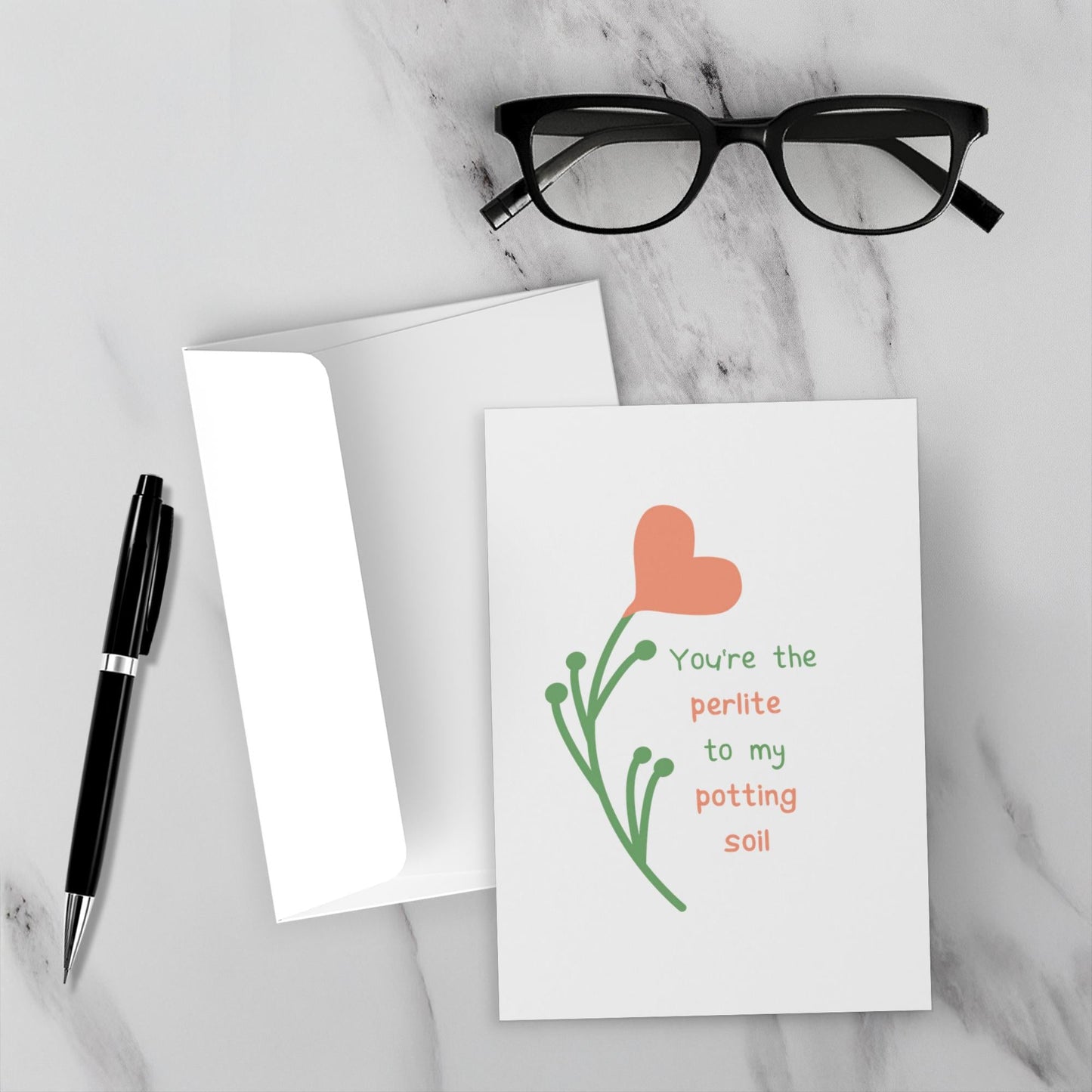 Heart Leaf Valentine's Day Card – Botanical Design Blank Inside