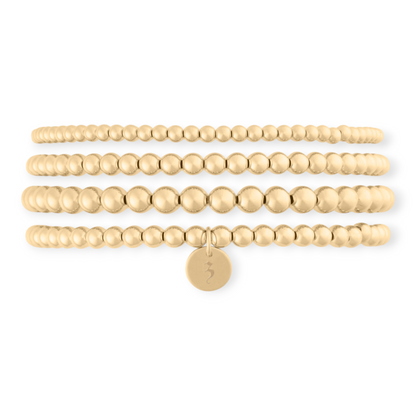 old english initial juno four bracelet stack (3+4+4+5mm)