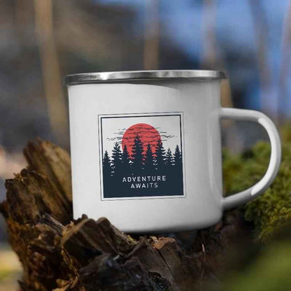 Iron Thickened Creative Pattern Enamel Mug