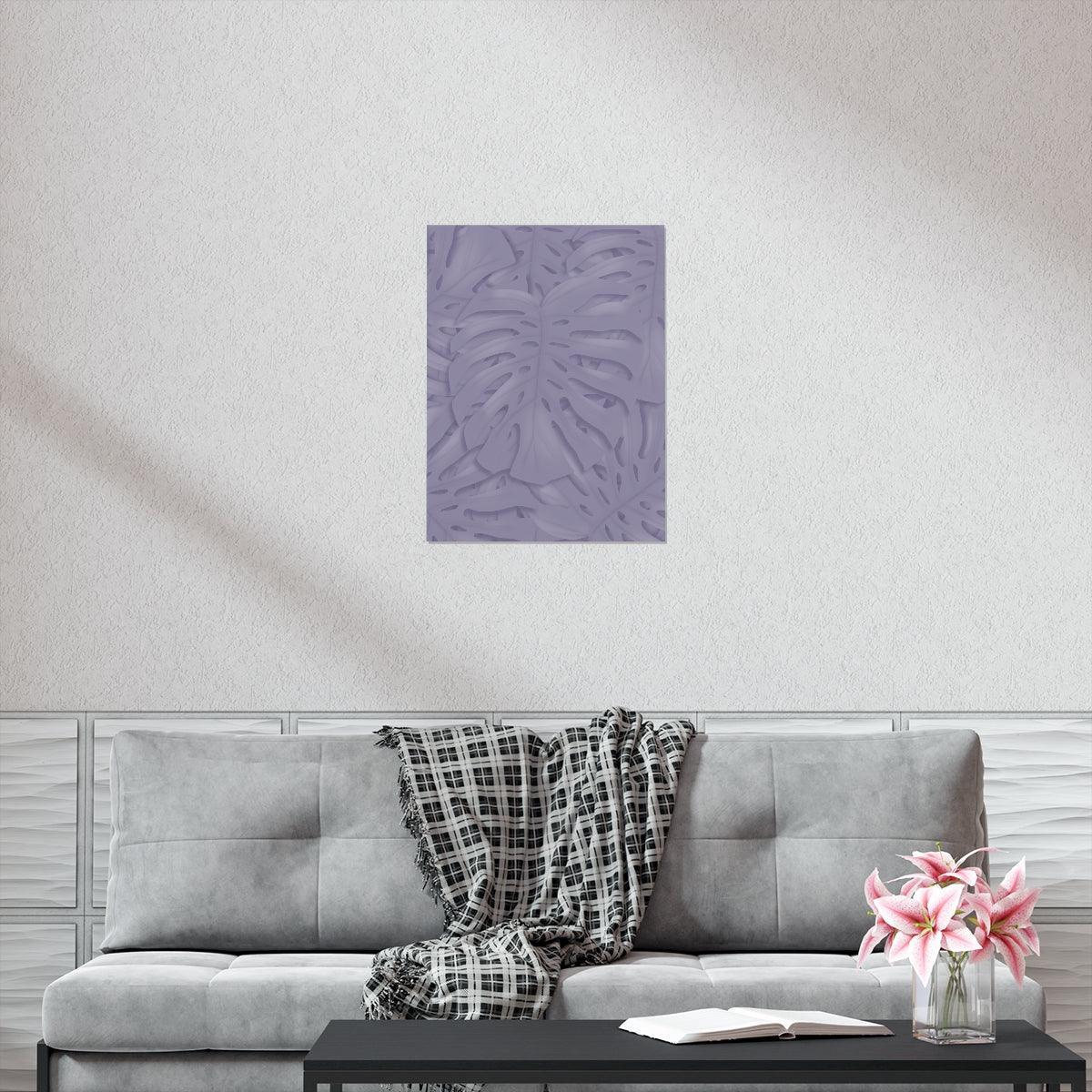 Violet Monstera Botanical Print – Unframed Wall Art